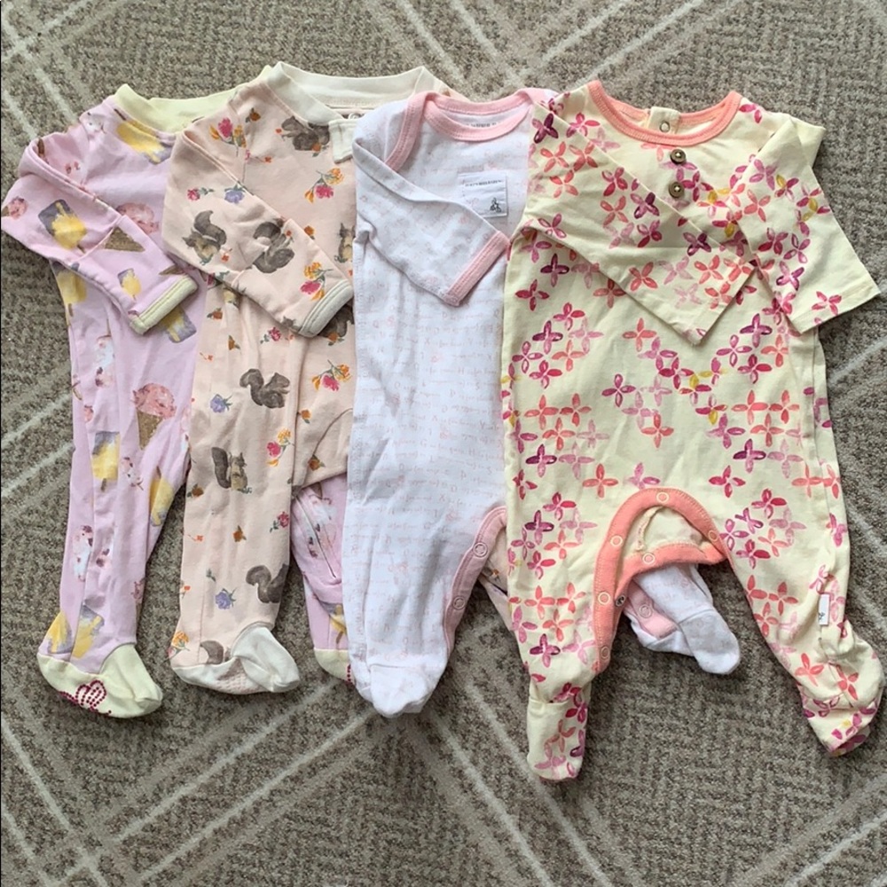 Burt’s Bees Baby girl footie Lot